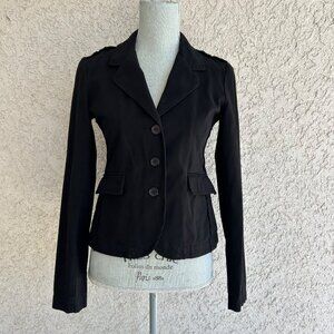 Juicy Couture Y2K Black Twill Cotton Blazer w/ Heart Patchwork - Small